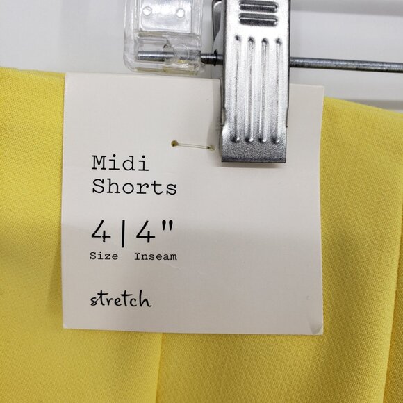 3/$25 a new day Stretch Midi Pleated Shorts 4 Womens High Rise Waist Yellow - Picture 11 of 13